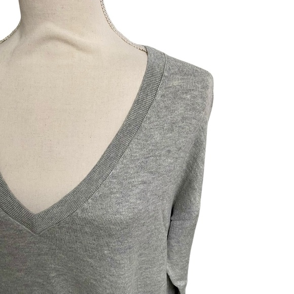 Lucky Brand Gray V-Neck Sweater Cotton Cashmere Blend Relaxed Fit Medium - Picture 6 of 12